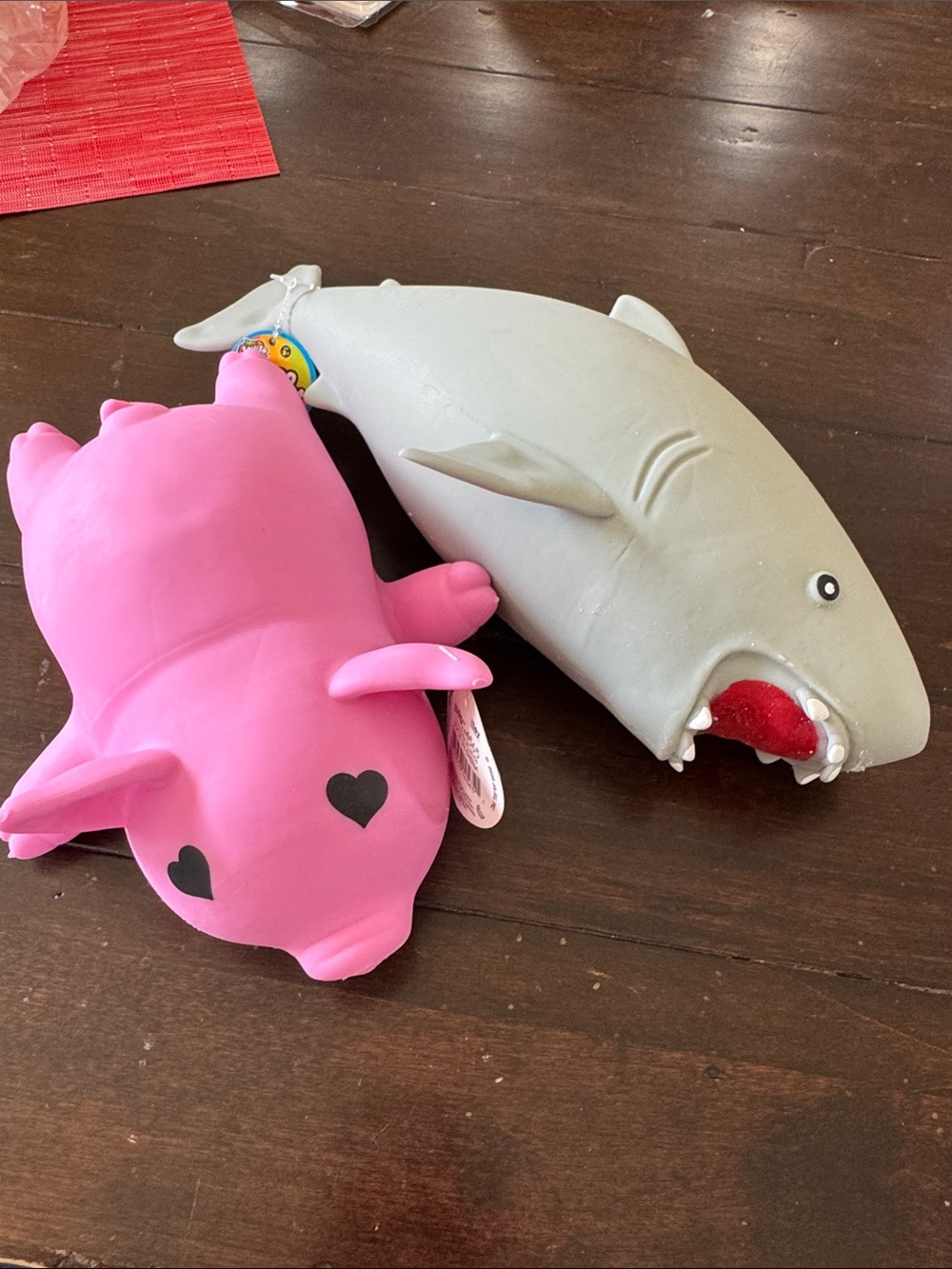 JA-RU Pink Heart Eyes Pig & Gray Shark Squishy Toys - Set
